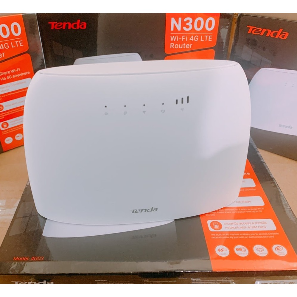 Trọn bộ Router WiFi dùng Sim 4G LTE Tenda 4G03 N300 giá rẻ chính hãng